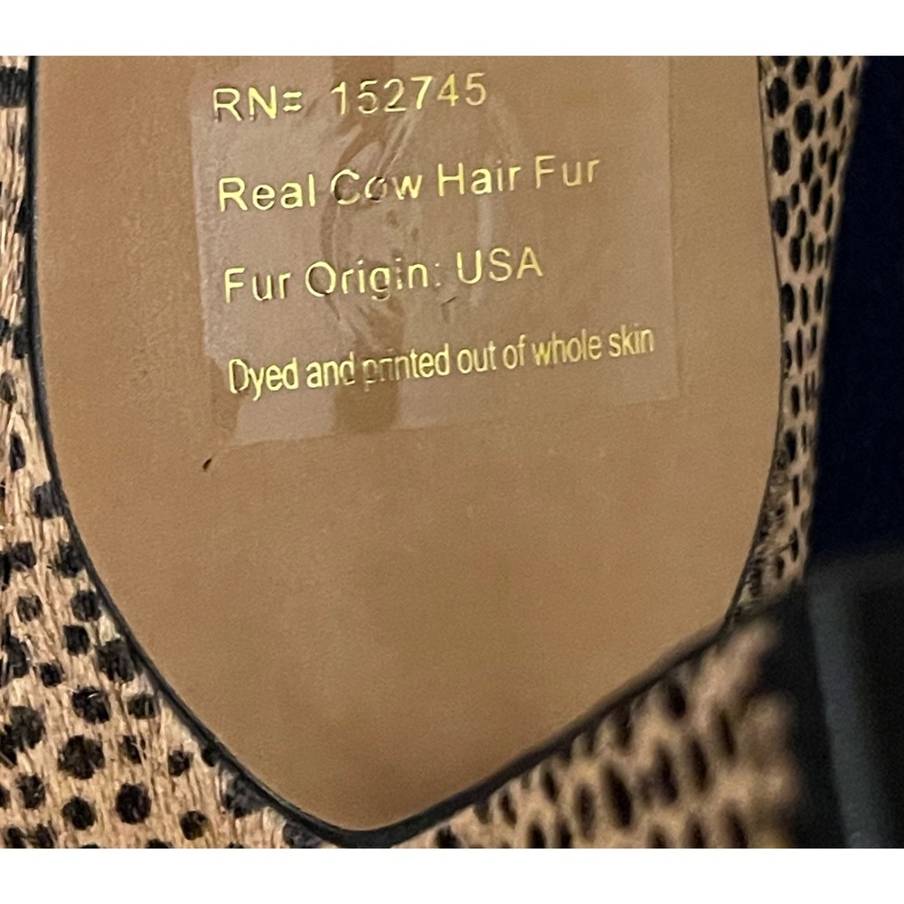 Vince Camuto Natural and Black Spotted Heels With Real Cow’s Fur SZ 10 - Picture 11 of 15